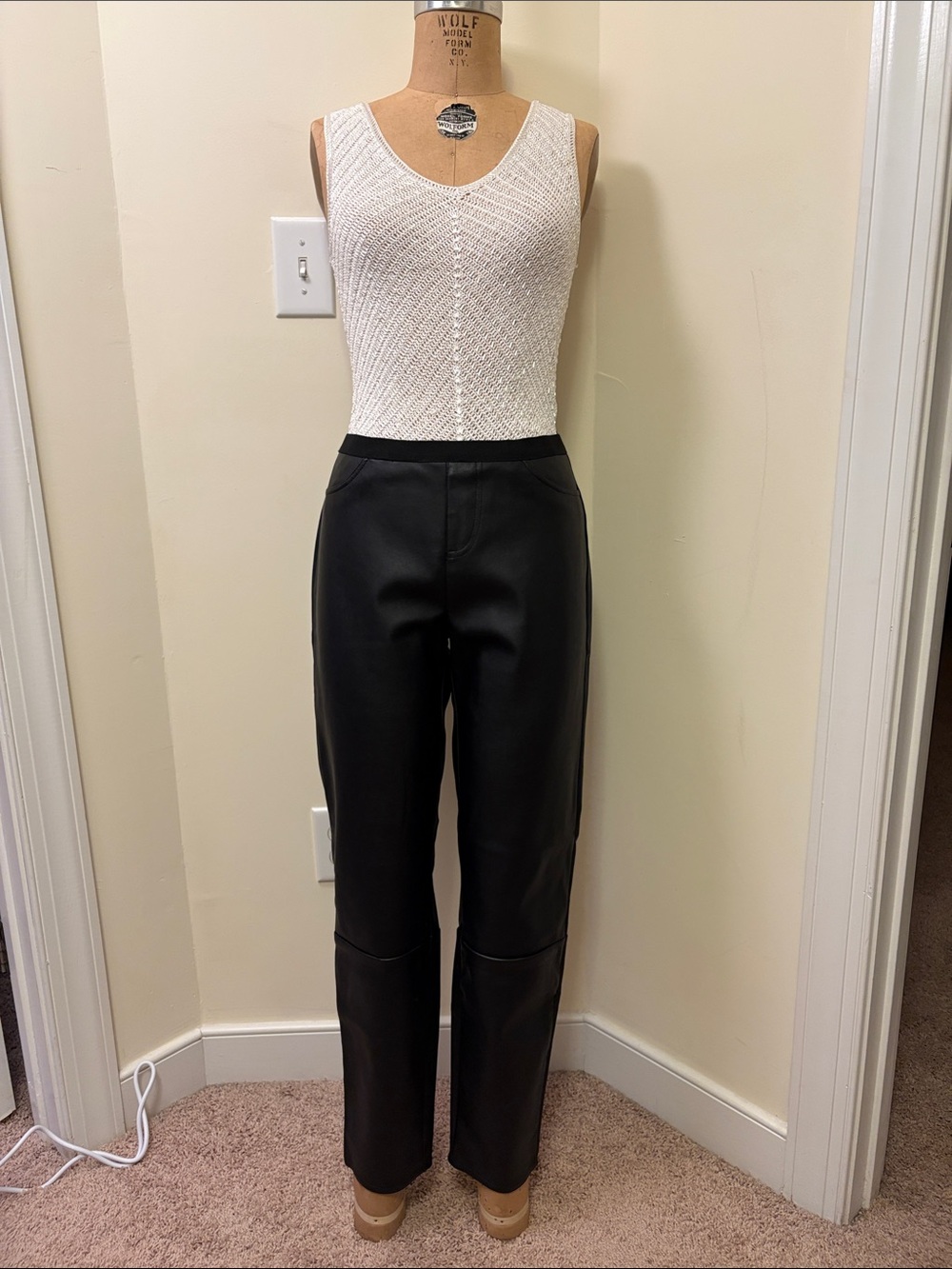 W118 by Walter Baker Black Faux Leather Straight-Leg Pants